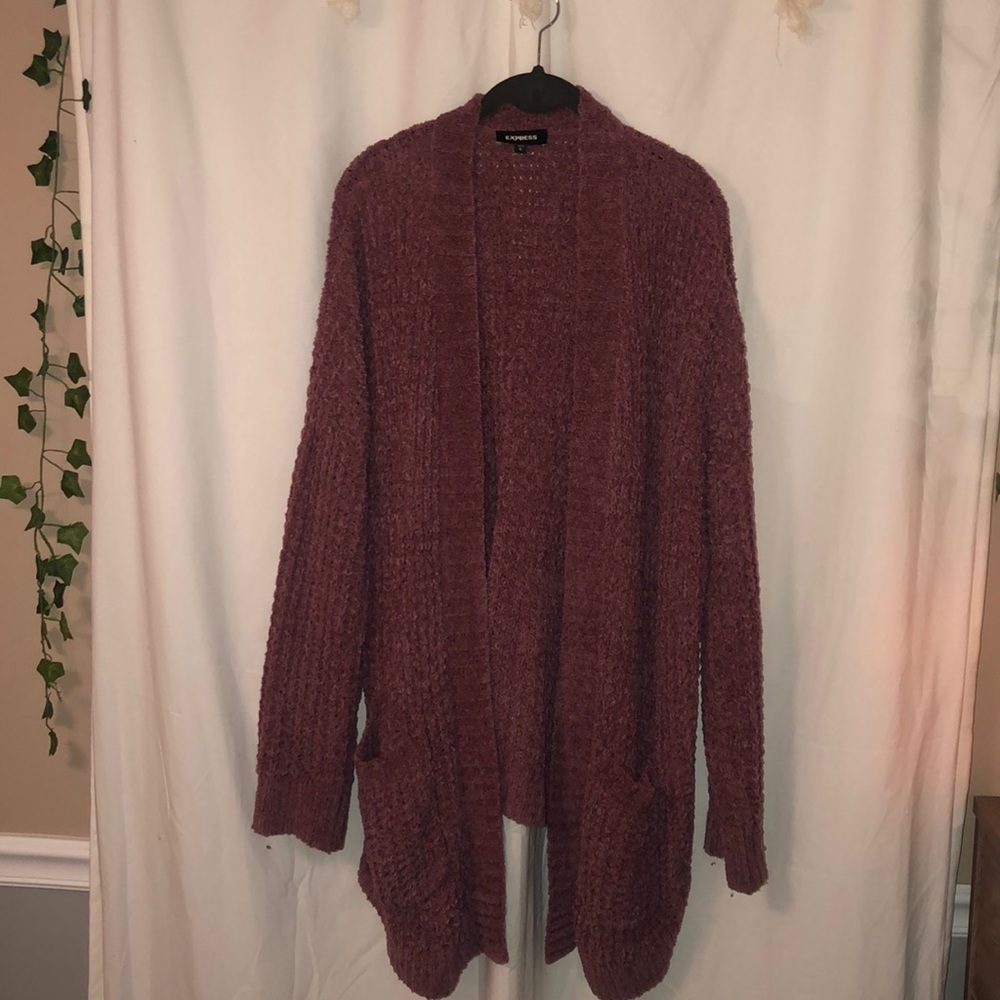 Express COZY mauve cardigan.